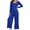 Blue, variant on Bloomae One Piece Jumpsuits for Women Dressy Casual Long Sleeve Crewneck Basic Solid Color Elastic High Waist Wide Leg Romper Overalls Fall Outfits 2026