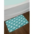 thumbnail image 2 of Abstract Bath Mat, Retro Architecture Style Modern Trippy Maze Form Urban Artsy Graphic, Non-Slip Plush Mat Bathroom Kitchen Laundry Room Decor, 29.5 X 17.5 Inches, Turquoise Teal White, Ambesonne, 2 of 2