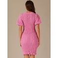 thumbnail image 3 of DARING DIVA Women's Puff Sleeve Elegant Party Midi Dresses XS Hot Pink, 3 of 5