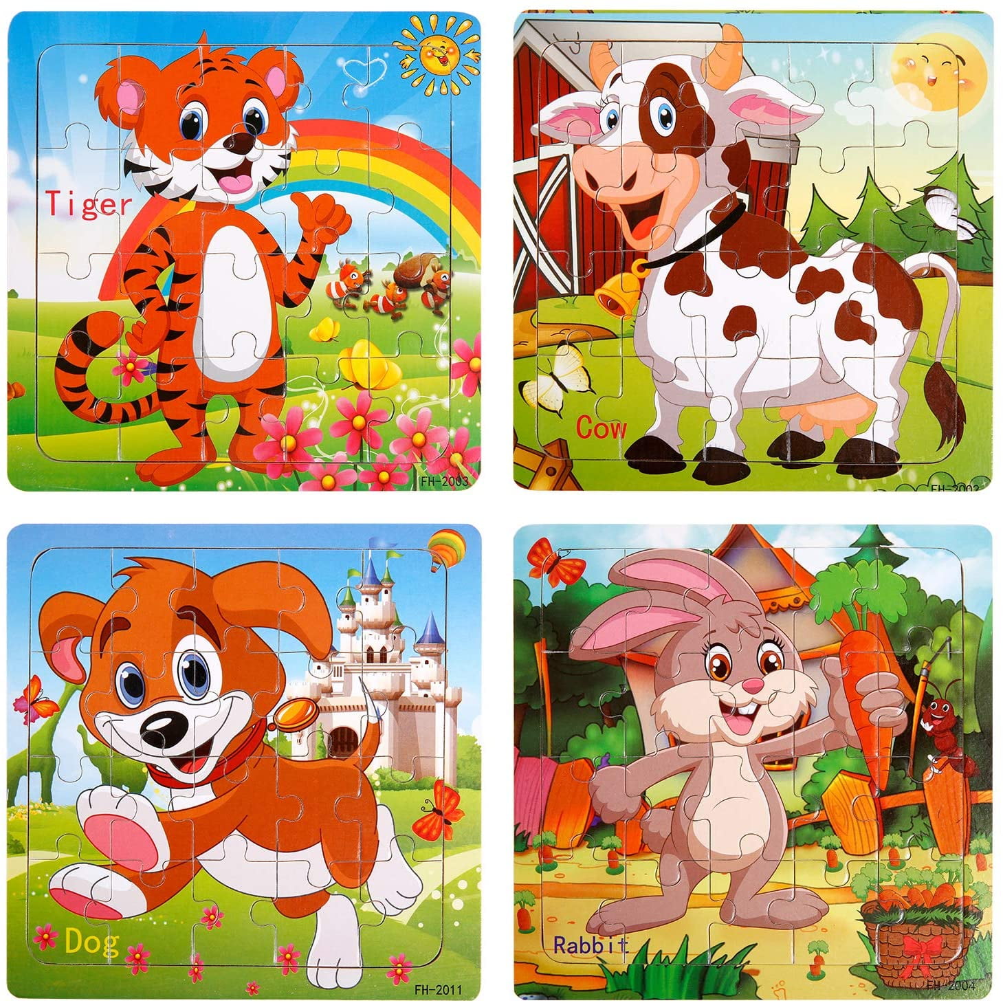 20pc Kids Baby Toddler Puzzle Alphabet Numbers Animal Jigsaw Wooden Toy Fruit 