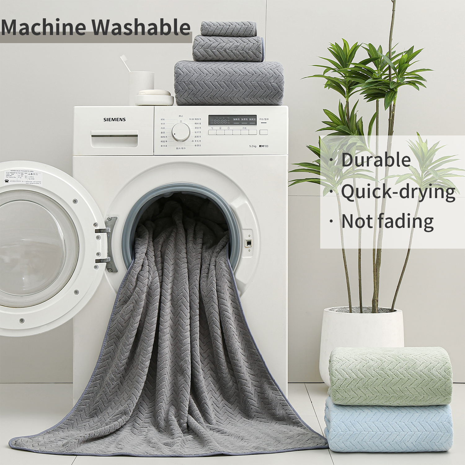 Covina Home 8-Pack Dark Grey Bath Towel Set, Oversized Ultra Soft Microfiber Bathroom Towel Set Adult Luxury Lightweight Cozy Collection