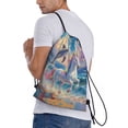thumbnail image 3 of Drawstring Backpack - Dolphin Rainbow Horse Splash Proof Small Drawstring Gym Bag for Women Men, Cinch Sports String Bag Backpack for Travel Swimming Beach, 3 of 8