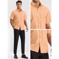 thumbnail image 5 of DARING DIVA Men's Checked Short Sleeve Button Plaid Tartan Collared Dress Shirt S Orange, 5 of 6