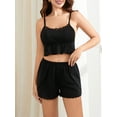 thumbnail image 4 of Yunliwuli Women Pajamas Set 2 Pieces Loungewear Suits Lace Patchwork Camisoles Tank Tops Elastic Waist Shorts Sleepwear Outfits, 4 of 9