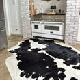 Classic Black and White Cowhide Rug, Genuine Leather Cow Hide, Black