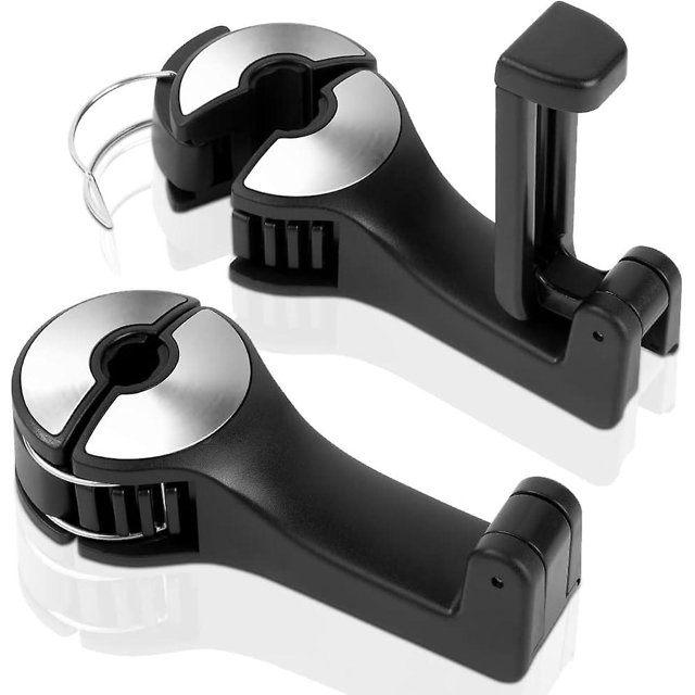 Ganchos para asiento de coche (2 unidades plateadas), gancho para reposacabezas de coche, soportes universales para vehículos con soporte para teléfono móvil, para colgar ropa y bolsos