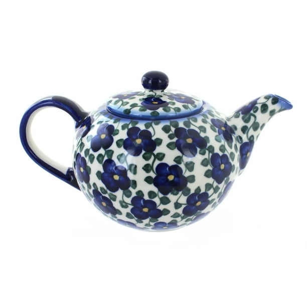 Polish Pottery Violets Large Teapot