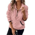 thumbnail image 2 of SAATLERI Quarter Zip Pullover Women Fleece Fuzzy Oversized Sweatshirts Sherpa Long Sleeve Fall Warm Hoodies With Pockets, 2 of 6