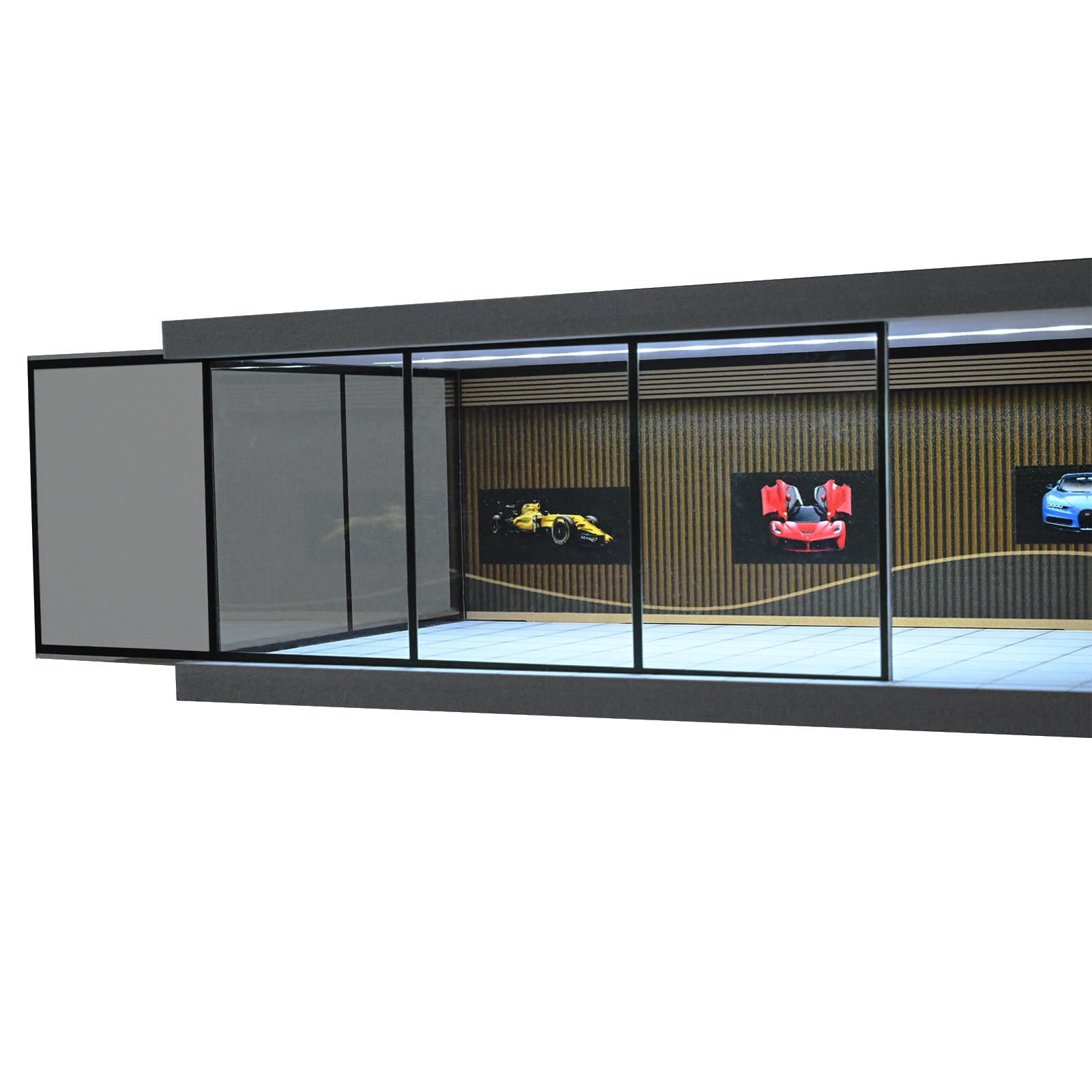 1/64 Scale Diorama Car Garage Display Case, Parking Lot Scene Model With LED Lighting, Adults, Men, Boys, Teens, Model Car Enthusiasts
