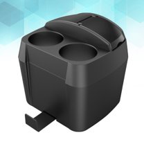Worgeous Large Capacity Car Trash Bin with Cup Holder Storage Box 1 Set Waste Container Black