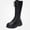 Black, variant on Women's Lace Up Mid Calf Boots Thick Sole Round Toe Side Zipper Versatile Comfort Casual Boots Size 6.5