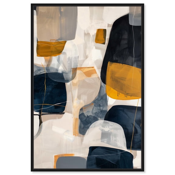 Surfaces Boho Neutral Abstract Canvas Wall Art by Art Remedy, Black Floater Frame, 10"x15"