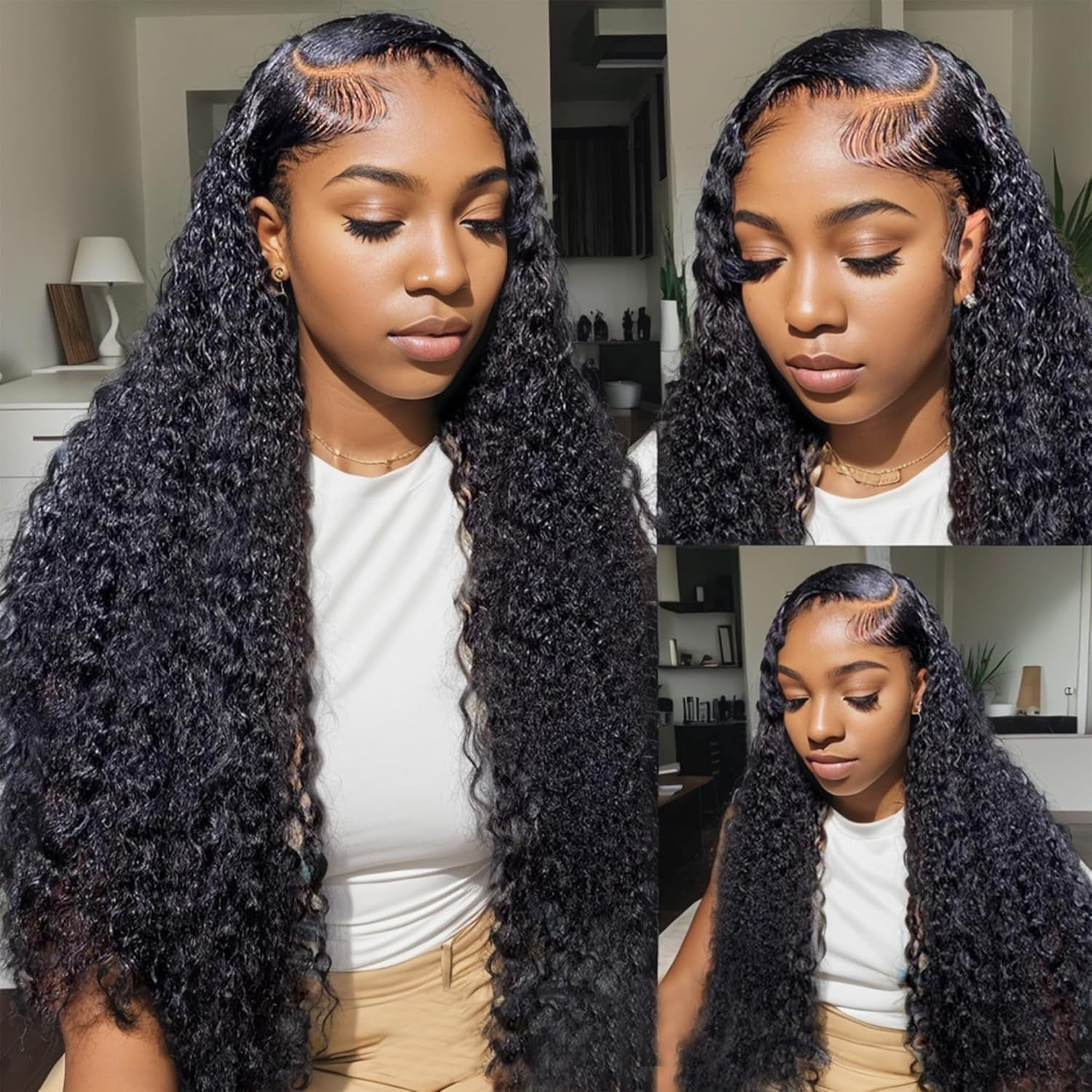 Lace Front Wigs Human Hair: 13x6 Glueless Wigs Human Hair Pre Plucked Pre Cut,Deep Curly HD Frontal Wig 180% Density,Human Hair Wigs for Black Women, Multiple Sizes, Natural Color (22inch)