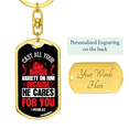 thumbnail image 3 of Cast All Anxiety 1 Peter 5:7 Stainless Steel or 18k Gold Premium Swivel Dog Tag Keychain, 3 of 10