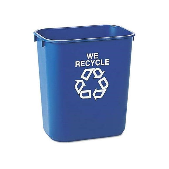 Rubbermaid Commercial FG295573BLUE 13.63 Quart Plastic Rectangular Deskside Recycling Container - Small, Blue