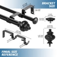 thumbnail image 6 of Urbanest Adjustable Double Curtain Rod Set Metal with Decorative Round Urn Finials, Heavy-Duty, 48"-84", Black, 6 of 6