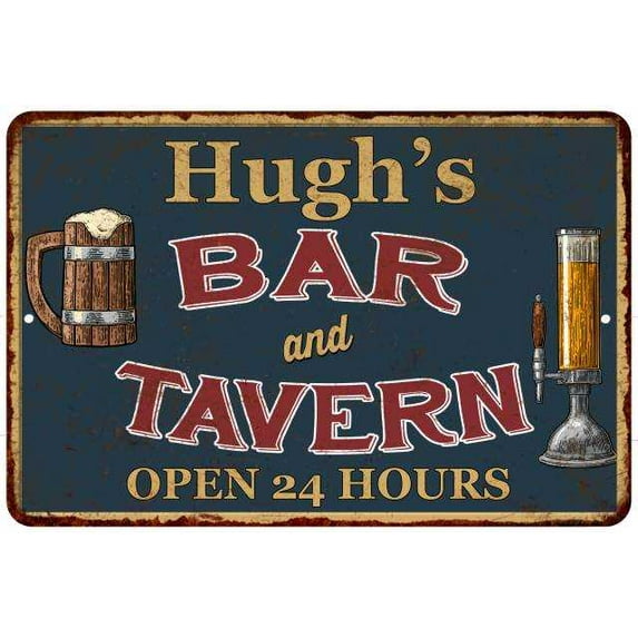 Hugh's Green Bar & Tavern Rustic Sign 8 x 12 Matte Finish Metal 108120047143
