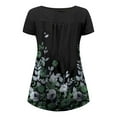 thumbnail image 3 of Vivianyo HD Women Top Clothes Plus Size Women's Summer Printed Round Neck Button Pleated Short Sleeve Top Flash Picks Black, 3 of 4