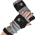 thumbnail image 3 of Umfun Women's Fingerless Knit Gloves with Embroidery Warm Half Finger Hand Warmer Cozy Textured Winter Mittens for Typing Driving Daily Casual Wear, 3 of 8