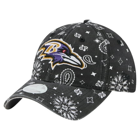 Women's-New Era  Black Baltimore Ravens Paisley 9TWENTY Adjustable Hat