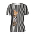 thumbnail image 4 of Moda Mujer Causal Rounk Cuello Impresión Blusa Manga Corta Camiseta Verano Tops Fridja bn4155, 4 of 5
