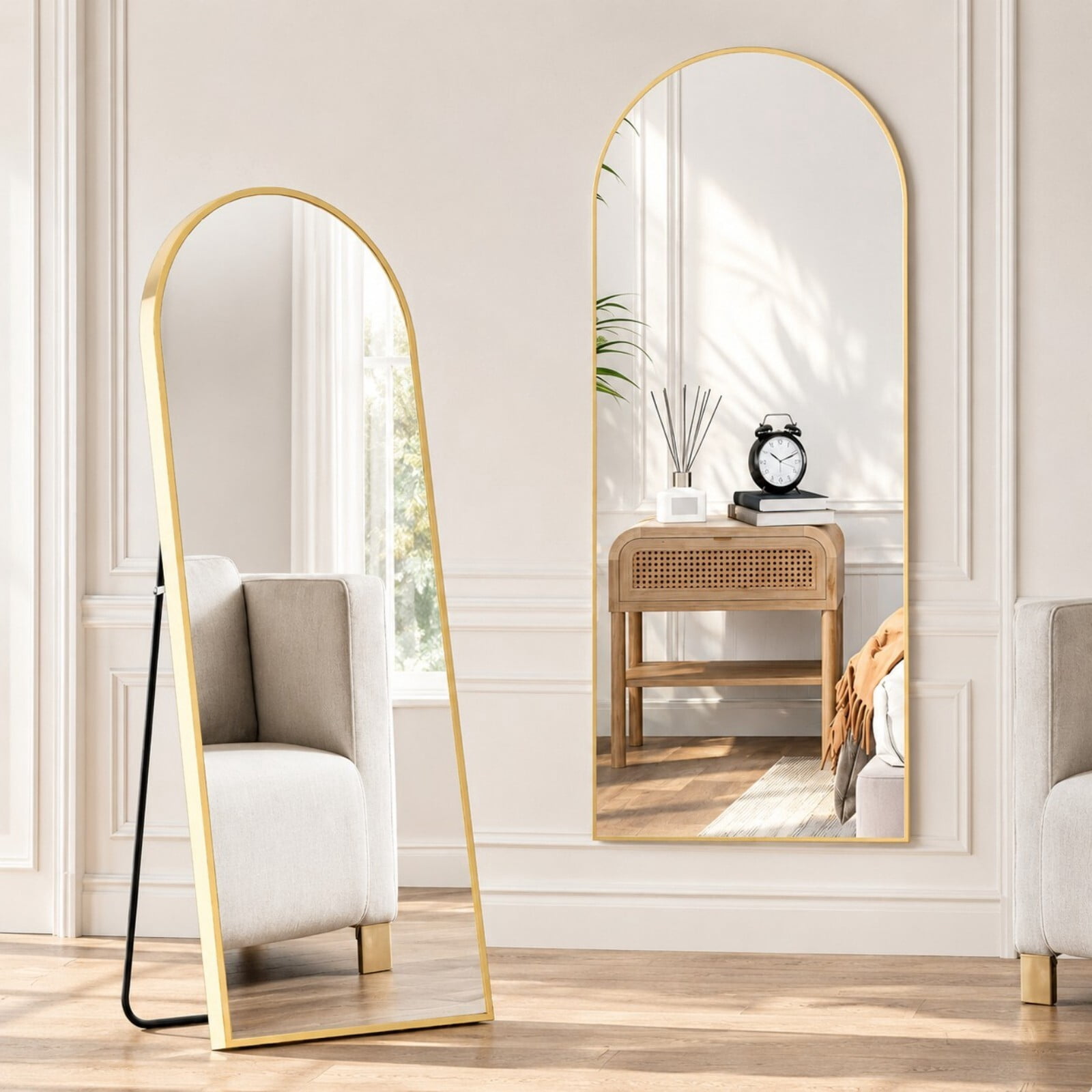 GRAHMCY 59"x 16.2" Arched Full Length Mirror Full Body Floor Mirrors, Gold