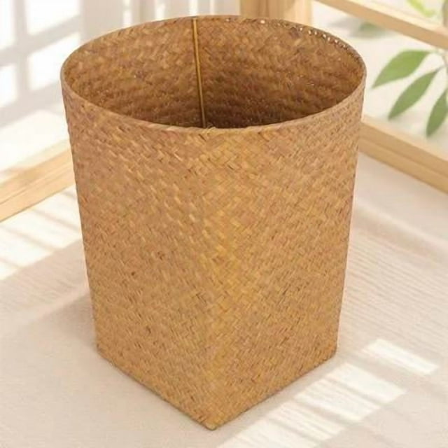 OULII 1Ud Papelera De Paja Creativa Y Resistente Para Uso En Oficina Y Hogar Con Estilo Cálido