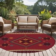 thumbnail image 5 of 6ft Round Rug, Red Non-Skid Rubber Backing Large Area Rugs - Living Room Bedroom Home Office, Boho Vintage Ethnic Tribe Abstract Art Retro Indoor Floor Mat Carpets Washable Rug, 5 of 9