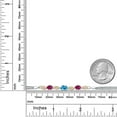 thumbnail image 4 of 925 Silver and 10K Yellow Gold Swiss Blue Topaz and Red Created Ruby and White Lab Grown Diamond Bracelet for Women (2.06 Cttw, Gemstone November Birthstone, Oval, Wheat Chain, 7.5 inches), 4 of 5