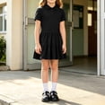 thumbnail image 2 of Girls School Uniform Dress Girls' Summer Pleated Dress for Kids Casual Campus Style Lightweight Pure Color Girls' Dress for Daily Wear School Year Options Black 9-10 Years, 2 of 9
