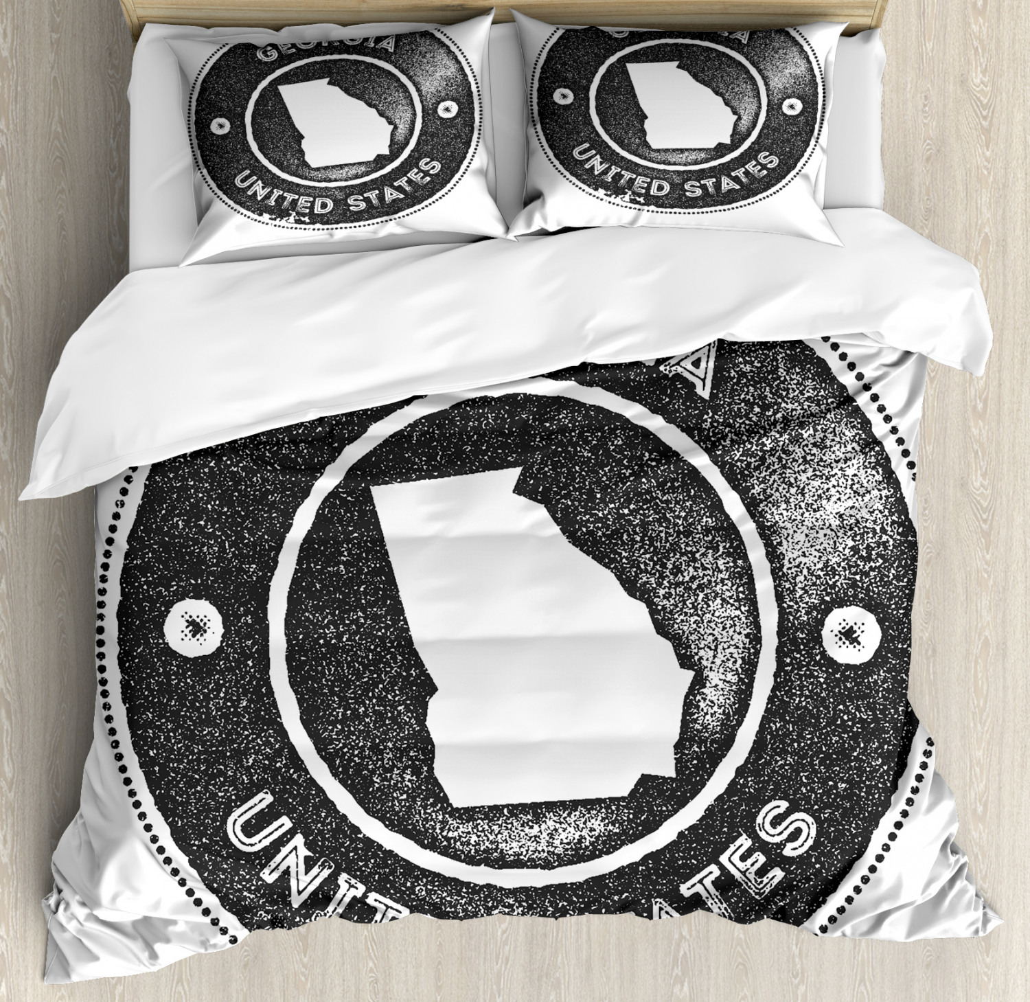 Georgia Duvet Cover Set Queen Size, Monochrome Illustration of a Dotted ...