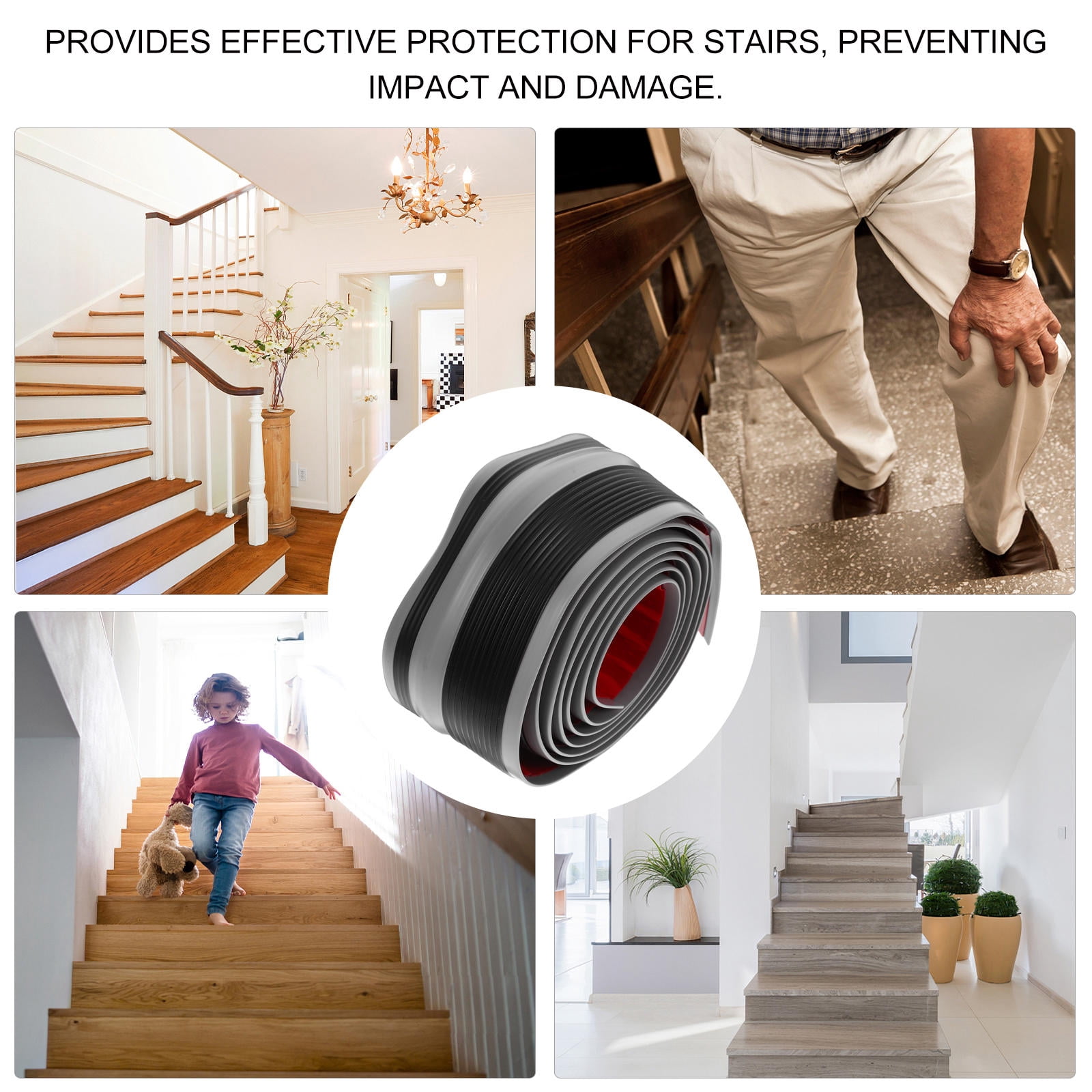 Hemobllo 1 Roll Anti- Stair Treads PVC Black Gray Grip Tape for Indoor Stairs Home Safety