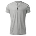 thumbnail image 5 of Men's Clearance Henley Shirts Short Sleeve Casual Basic Tee Mens Knit Stretch Shirt Workout Slim Fit Tees Athletic Muscle Casual T Shirt Summer Button Henley Soild T Shirts, 5 of 5