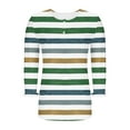 thumbnail image 6 of Ltctricy T Shirts for Women Ruffle 3/4 Length Sleeve Crew Neck Quarter Button Striped Tunic Tops Casual Loose Tee Blouses(Army Green,XX-Large), 6 of 7