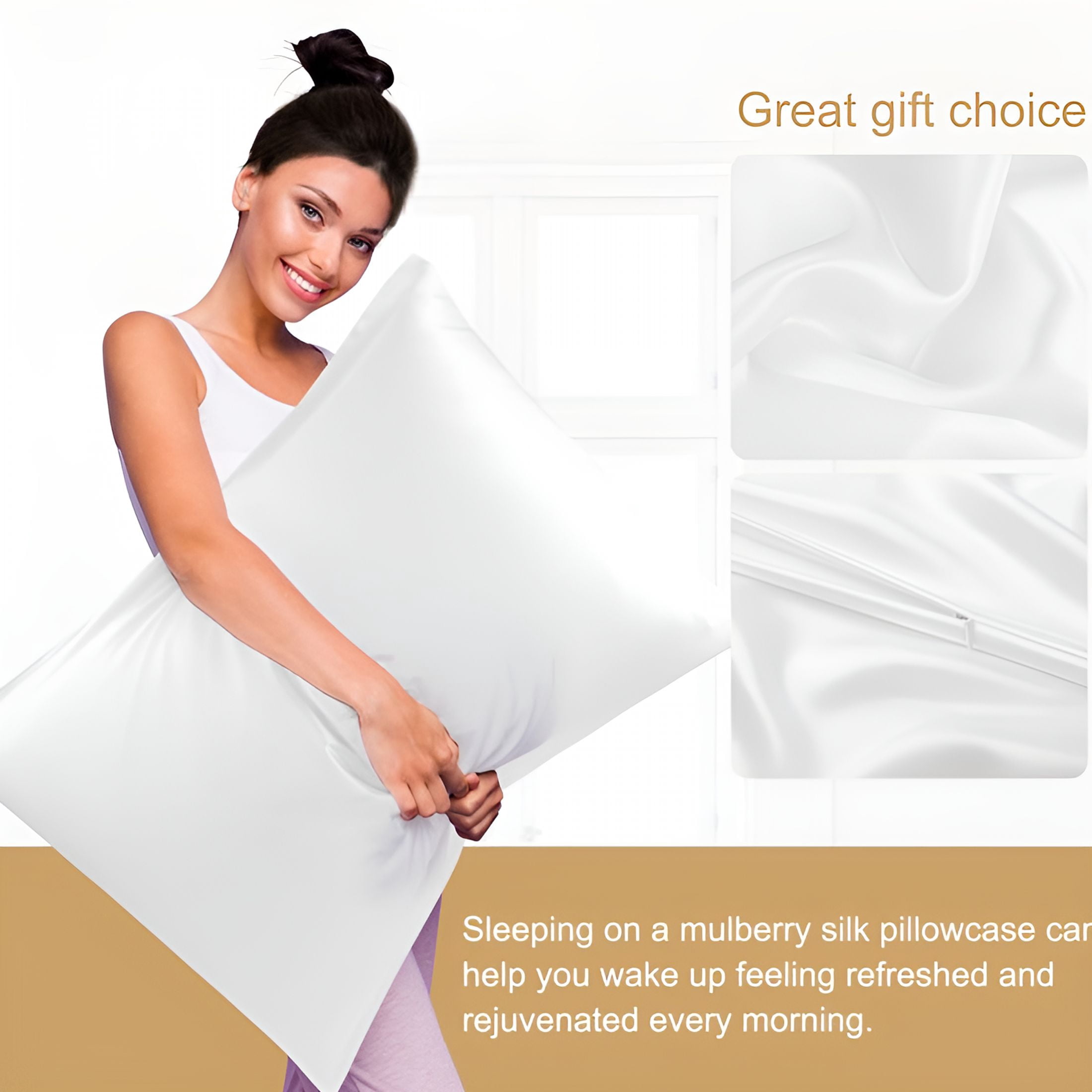 AUQ 2026 New Pure Silk Pillowcase with Zipper Blissy Silk Pillow Cases,Queen(20X30"), for Reducing Hair Frizz, Preventing Wrinkles, Skin Care, Luxurious Sleep, Enhancing Bedroom Décor, Gift Idea