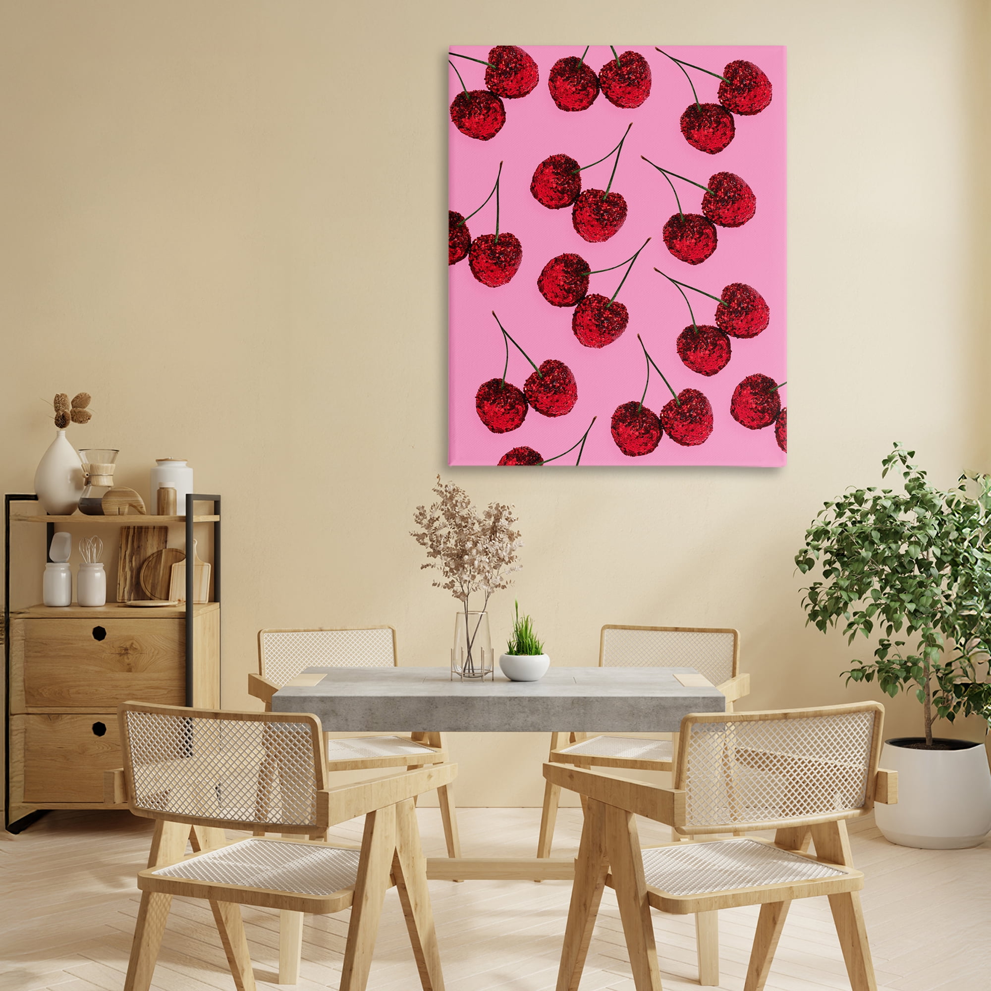 Stupell Industries Glitter Glam Cherries Pattern Canvas Wall Art, design by LISH Creative