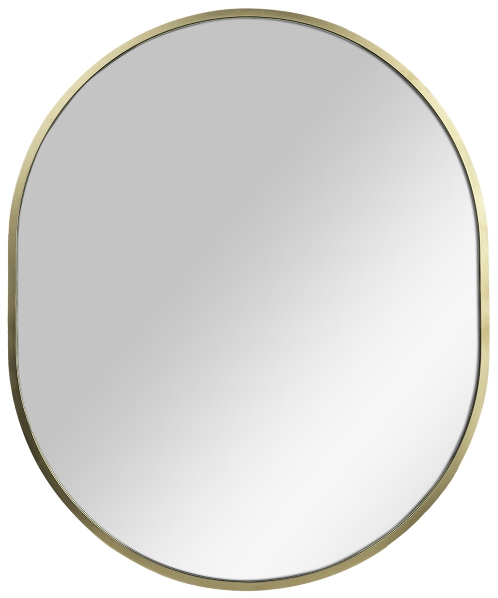 Mainstays Oval Lounge Framed Mirror, Home Decor Mirror. Gold Metallic, 24x36"