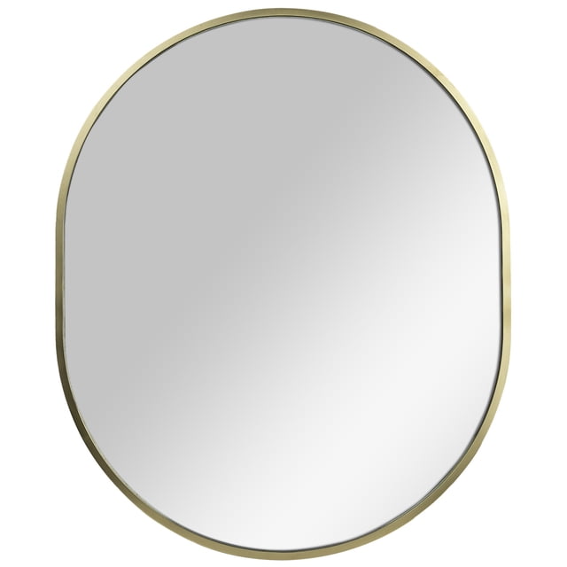 Mainstays Oval Lounge Framed Wall Mounted Mirror, Home Decor Mirror. Gold Metallic, 24x36"