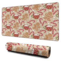 Long Mouse Pads for Desk,Beige Christmas Gingerbread Man Pattern Desk Mats on Top Of Desks, Desk Mouse Pad Extra Large with 3mm Non-Slip Base and Stitched Edge for Gaming,Office,Work,Home 31.5x15.7in