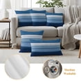 thumbnail image 5 of Outdoor Pillow Covers 26x26 Set of 2, Blue Ombre Stripe Waterproof Patio Throw Pillow Covers for Couch Sofa Chair, Farmhouse Striped Modern Abstract Art Decorative Pillowcases for Throw Pillows, 5 of 9