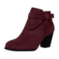 thumbnail image 3 of Kopltyrfg Women Chelsea Ankle Boots Bow Knot Chunky Block Heel Round Closed Toe Zipper Sock Booties Suede Leather Metallic Thick Heels Dress Boot Ladies Vintage Office Wedding Winter Fall Shoes, 3 of 4