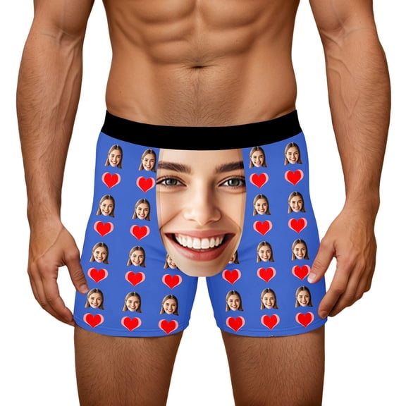 Wxolcjlv Men's Boxer Briefs Valentine's Day DIY Novelty Print Casual Underwear Comfortable Breathable Soft Stretch Trunks With Patterns