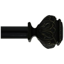 Peony Adjustable Single Curtain Rod 18" to 36"-Black
