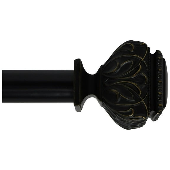 Peony Adjustable Single Curtain Rod 18" to 36"-Black