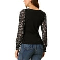 thumbnail image 3 of Allegra K Women's Sweetheart Neck Floral Print Long Puff Sleeve Blouse, 3 of 5