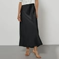 thumbnail image 2 of Skirts for Women High Waist Hidden Elasticized Waistband Skirt Elegant Midi Skirt Satin Flared Casual A Line Skirts Black L, 2 of 4
