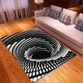 thumbnail image 4 of Modern 3D Optical Vortex Illusion Area Rug, Black White Checkered Trippy Rug, Non-slip Bedroom Playroom Floor Mat, Creative Carpet for Living Room Bedroom Playroom, 4 of 8