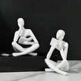 thumbnail image 2 of Thinkers Sculptures,White Resin Statue Reading Ornament,Thinkers Sculpture Decoration, Modern Book Decor B, 2 of 6