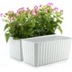 thumbnail image 1 of Juego de 2 jardineras rectangulares de plástico blanco con autorriego, maceta con reserva de agua e indicador de nivel de agua con sistema de riego para facilitar la planificación, 1 of 5
