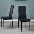 thumbnail image 6 of Dining Chair Set of 6, Modern Minimalist Dining Chair Fireproof Leather Sprayed Metal Pipe Diamond Grid Pattern Restaurant Home Conference Chairs, Black, 6 of 10